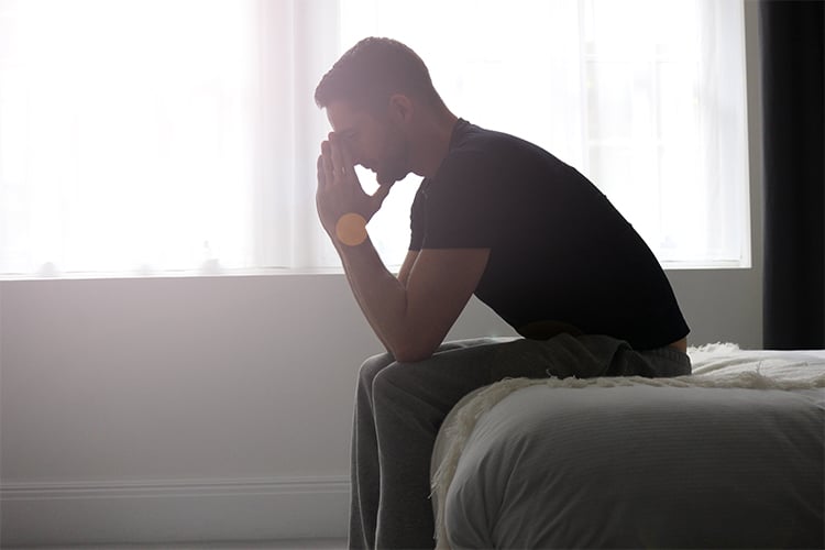 A anxious man thinking about klinefelter and infertility